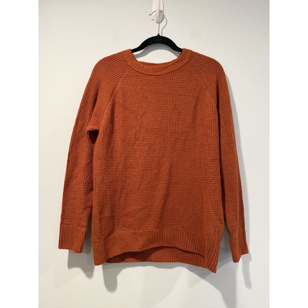 Old Navy So Soft Waffle Knit Sweater Small Burnt Orange Stretch Minimal Work